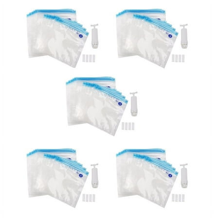 Sous Vide Bags 75x Reusable Electric Vacuum Food Storage Save Sealer Cooker with 5 Hand Pump,2 Size Sealed Bag,20 Clip