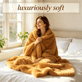 thumbnail image 5 of Phantoscope 880GSM Long Pile Faux Fur Throw Blanket, Luxury Fluffy Warm Blanket for Boho Decor, Mustard Yellow, 50"x60", 5 of 6