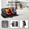 thumbnail image 4 of ESEBLE Leather For Google Pixel 10 / Pixel 10 Pro Case With 3-Card Holder Zipper Bills Slot, Makeup Mirror，Soft PU Leather Detachable Lanyard Shoulder Strap And Wristlet Wallet Case,Black, 4 of 7