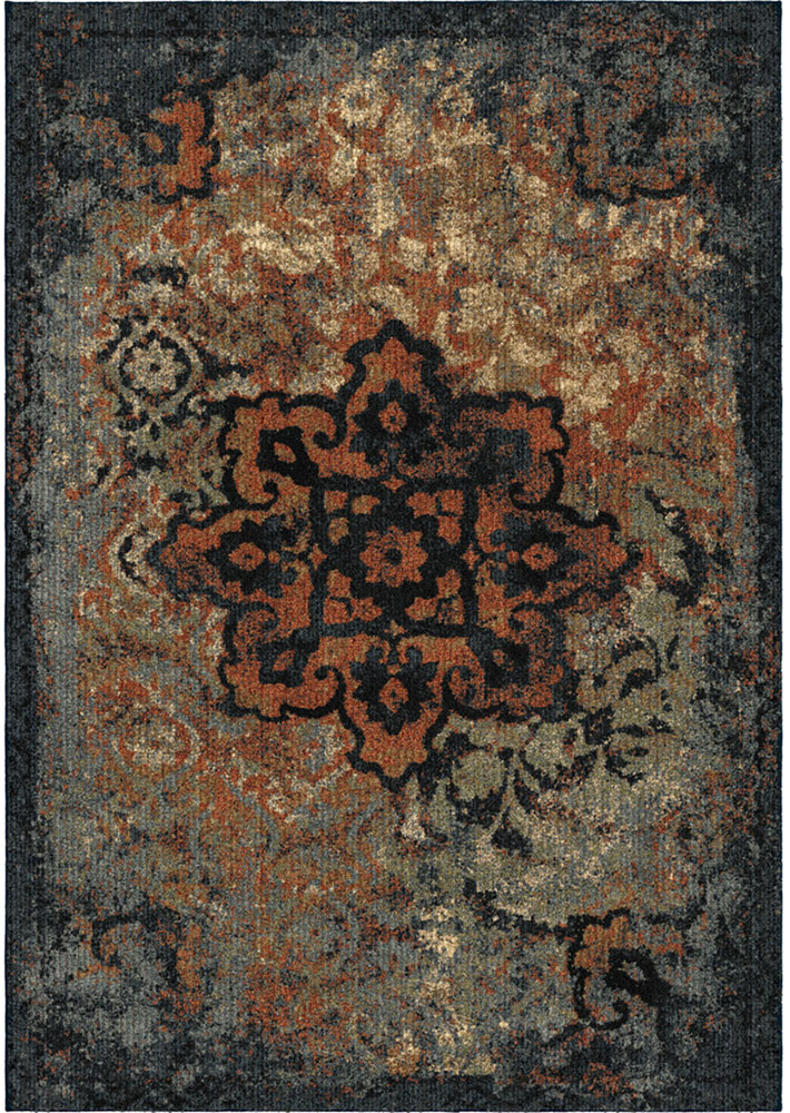 Orian Next Generation Area Rug 4408 High Pile Blue Medallion Floral
