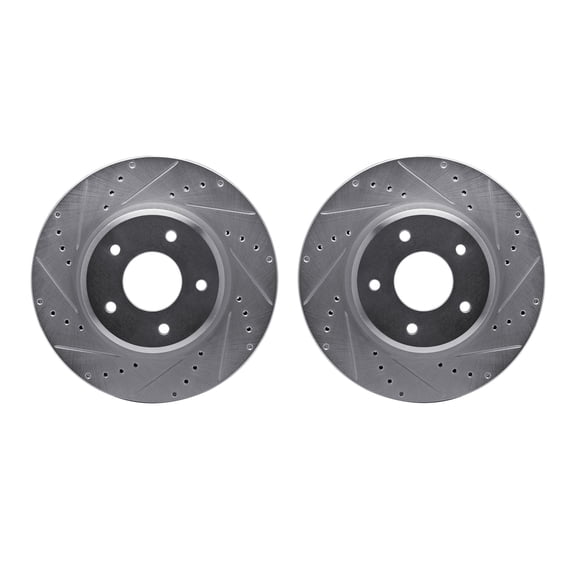 Dynamic Friction Company Front Brake Rotors-Drilled and Slotted-Silver 7002-52011