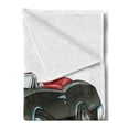 thumbnail image 2 of Cars Soft Flannel Fleece Throw Blanket, American Nostalgic Sports Muscle Car with Speeding Wheels Tires Print, Cozy Plush for Indoor and Outdoor Use, 60" x 80", Pale Grey Blue, by Ambesonne, 2 of 5