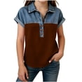 thumbnail image 2 of Agkizg Girls Faux Denim Button Down Shirt Short Sleeve Collared Top for Kids Casual Summer T-Shirt, Sizes 12-13 Years, 2 of 6