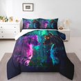 thumbnail image 3 of YST Boho Wolf Comforter Set, Queen, Hippie Gradient Wolf Theme, Watercolor Graffiti Polka Dots Pattern, 3 of 6