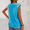 thumbnail image 4 of Wycnly Womens Tank Tops Casual Solid Button Down Loose Fit Cotton Linen Vest Tops Summer Fashion Plain Round Neck Sleeveless Shirts Blouse Light Blue s, 4 of 5