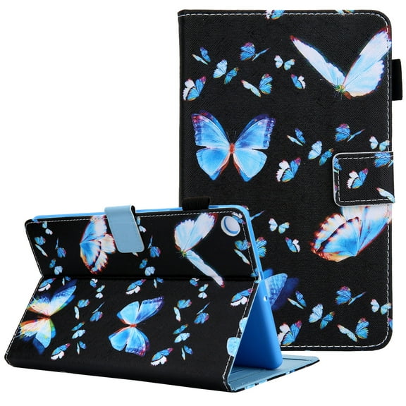 Allytech Compatible with Galaxy Tab A8 Case [10.5" 2021], Anti-Slip PU Leather Folding Stand [Magnetic Closure] [Card Slots] [Pen Holder] Blue Butterfly Case for Samsung Galaxy Tab A8 SM-X200/X205