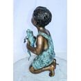 thumbnail image 5 of Nifao Boy Holding Frog Outdoor Fountain Statue, Bronze Garden Water Feature with Green Patina – Garden Outdoor Decor Sculpture, 12"L x 11"W x 21"H, 5 of 11