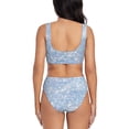 thumbnail image 3 of Wukai White Bule Glitter Women's Bikini Set Two Piece,wimsuit High Waisted V Neck Twist Front Adjustable Spaghetti Straps Bathing Suit-X-Large, 3 of 7