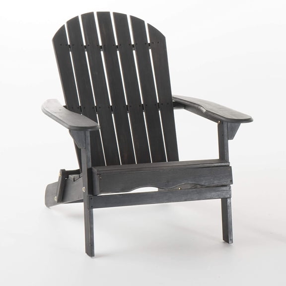 Christopher Knight Home Hanlee Acacia Wood Folding Adirondack Chair, Dark Grey