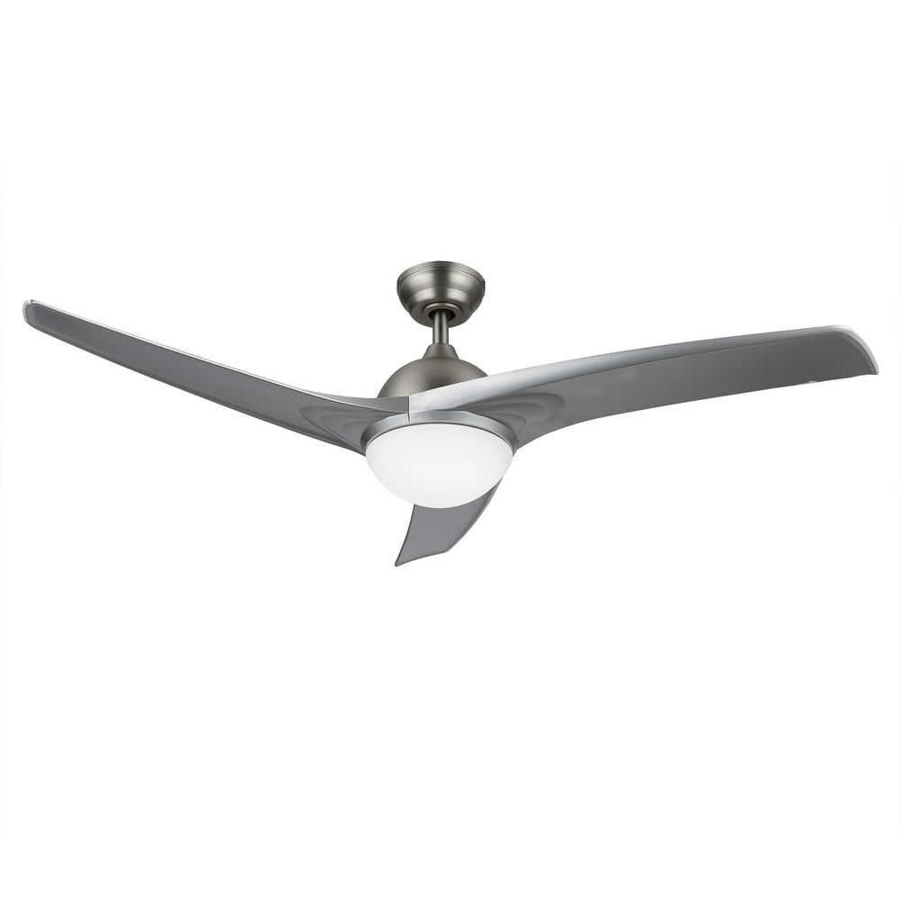 52" Ceiling Fan w/ LED Light Brushed Nickel Finish with Three Silver