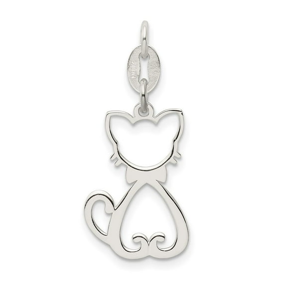 Auriga Fine Jewelry 925 Sterling Silver Cat Charm Pendant for Women(L- 22.5mm, W- 12.8mm)