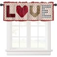 thumbnail image 2 of Curtain Valances for Windows, Valentine''s Day LOVE with Check Rose Leopard Print Hearts Rod Pocket Valance Window Treatments Short Curtains for Kitchen Bathroom Living Room 54 x 18 Inches, 1 Panel, 2 of 6