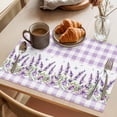 thumbnail image 3 of Purple Lavenders Placemats Set of 4 Spring Floral Plaid Farmhouse Elegant Place Mats Indoor Wipeable Table Mats Washable Cloth Dining Table Placemats for Kitchen Holiday Party Home Decor 13x19 Inch, 3 of 9