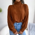 thumbnail image 2 of Vedolay Women's Turtleneck Sweater 2023 Vintage Sweatshirt Ladies Pullover Tops Brown,M, 2 of 5