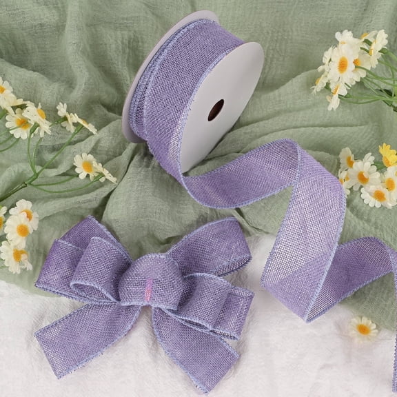LoomJoyz Light Purple Wired Burlap Ribbon, 1-1/2 Inch x 10 Yards, Ribbon for Wreaths, Gift Wrapping, Wedding Decor, DIY Crafts, Christmas Tree Bows