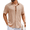 Khaki, variant on COOFANDY Mens Short Sleeve Casual Shirts Button Down Striped Summer Shirts Textured Vacation Beach Shirt