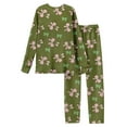 thumbnail image 5 of Valentine's Day Women's 2 Piece Pajama Sets Long Sleeve Top & Pants Bow Print Soft Comfy Sleepwear Green XL, 5 of 5