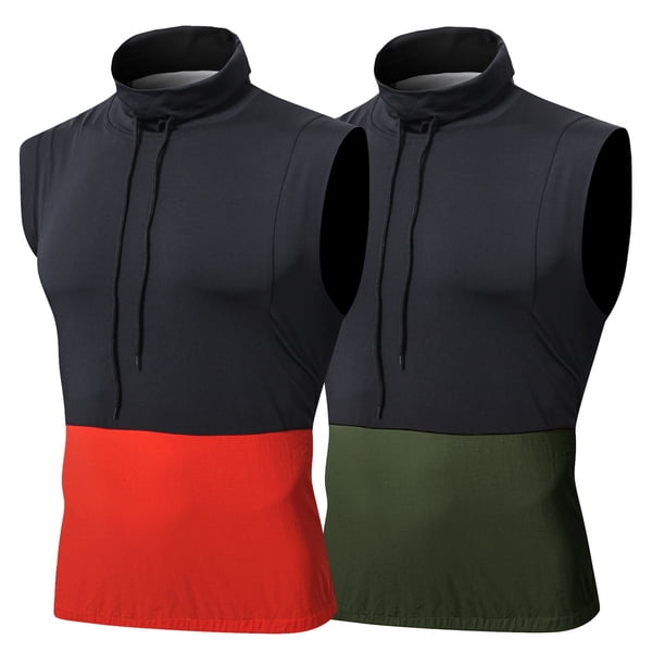 Chaleco deportivo para hombre con diseño de mezcla y estampado camuflado, cuello alto y sin mangas, tejido elástico transpirable y de secado rápido, ideal para correr y entrenar, talla asiática M en
