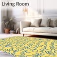 thumbnail image 2 of ODIKA 4'x6' Machine Washable Non-Slip Area Rug, Storybook Letter Meadow with Illustrated Creatures and Scripted High Traffic Rug with Pad, Yellow, 686777, 2 of 8