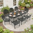 thumbnail image 2 of Hzzkey 9-Piece Oval Cast Aluminum Patio Set , Blue Cushions , Umbrella Hole , Black, 2 of 11