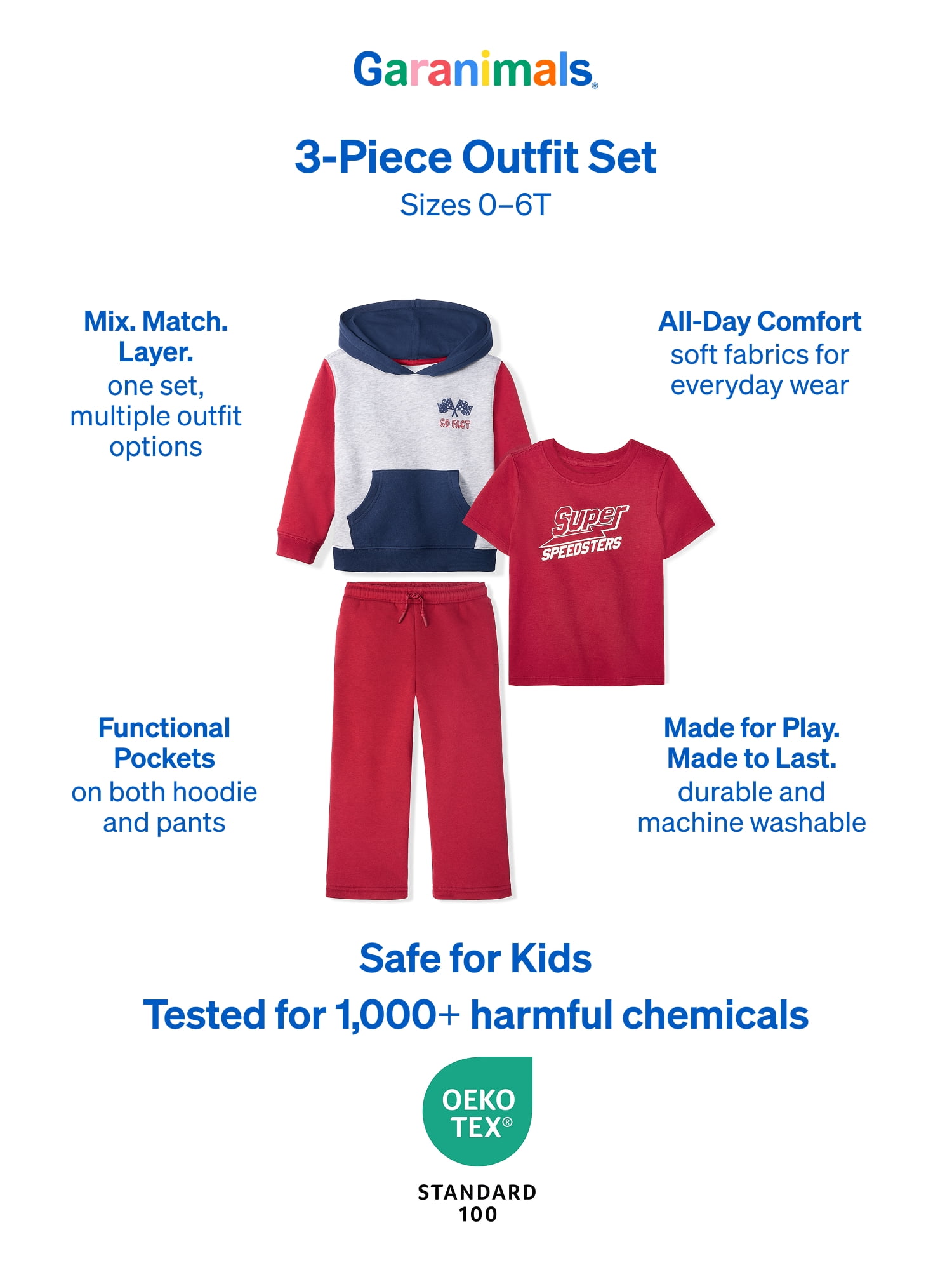 Garanimals Baby & Toddler Boy 3-Piece Outfit Set, Sizes 0-6T