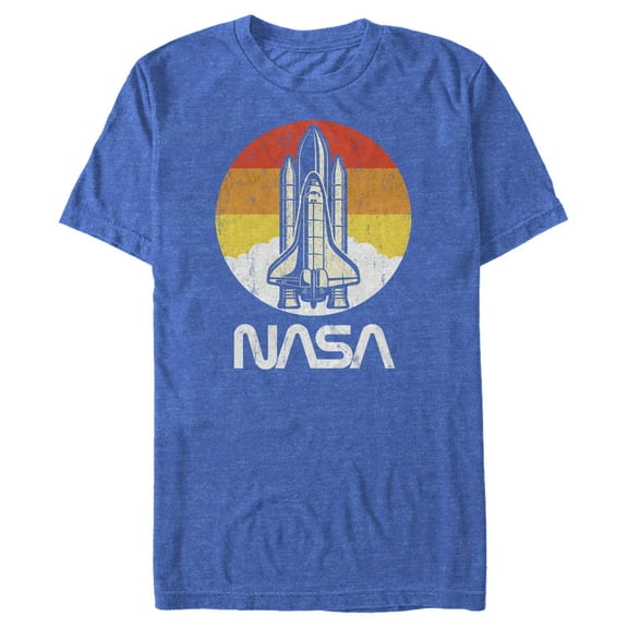 Men's NASA Sunset Retro Launch Graphic Tee Royal Blue Heather Large