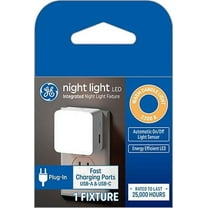 GE Night Light Plug-in Fixture with USB-A and USB-C Charging Ports with Automatic on/off Light Sensor
