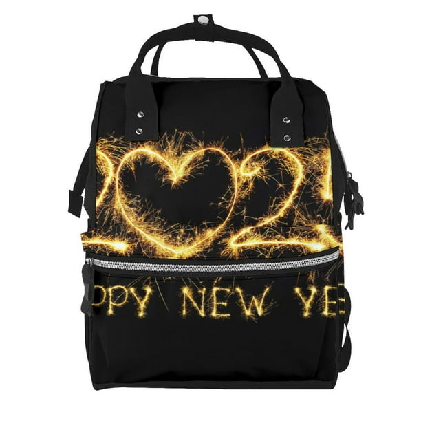 Easygdp Happy New Year 2025 D para Bolsa de Bebé de Gran Capacidad con Múltiples Bolsillos, Bolsa de Pañales para Padres, Bolsa de Viaje Organizada y Elegante