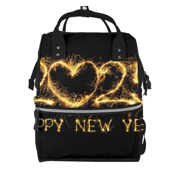 Fotbe Happy New Year 2025 D Mochila Maternidad - Lona de Sarga Impermeable, Mochila de Pañales de Gran Capacidad con Múltiples Bolsillos y Correas Ajustables