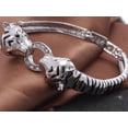 thumbnail image 2 of Alilang Silvery Tone Black Enamel Clear Crystal Rhinestone Two Tiger Cuff Bracelet Bangle, 2 of 4