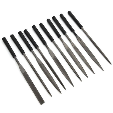 M Buder Premium Needle File Set, 10-Piece Mini Carbon Steel Hand Files for Jewelry and Metal Smoothing, 5x180mm / 0.2x7.1 Inches