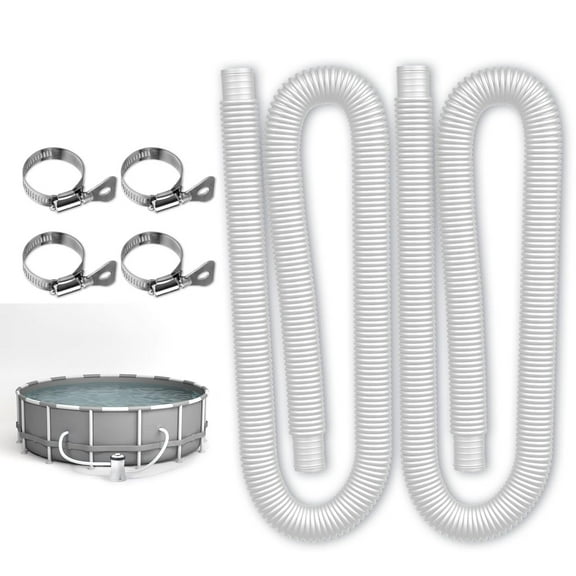 Pool Hoses for Above Ground Pool 1.25" x 59", Pool Hose for Pool Skimmer Surface Pool Pump Pool Filter, 2 Pack with 4 Metal Clamps, Compatible with Pool Filter Pump Sand Filter 1 1/2 Pool Hose
