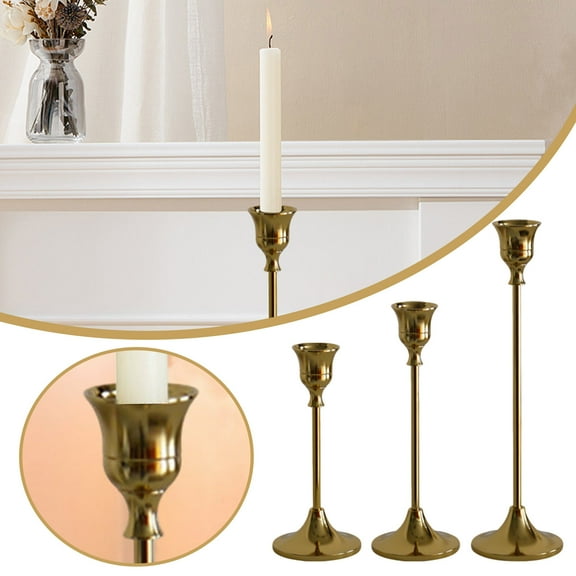 LLDYYDS Candlestick Holders Gold, 3 Packs Taper Candle Holder for Candlesticks, Candle Sticks Holder Decor