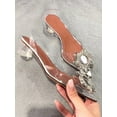 thumbnail image 2 of Sandalias de punta para mujer, zapatos de una sola capa transparentes con diamantes de imitación, tacón grueso puntiagudo, sexys, elegantes, de boca poco profunda, 2 of 5