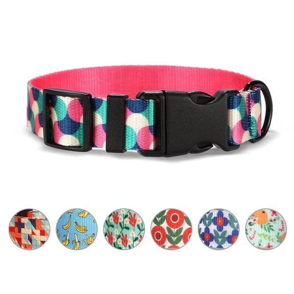 Rychif Cute Dog Collar, Colorful Irregular Polka Dots Pattern, Soft Nylon Pet Collars for Medium Large Dogs, M