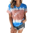 thumbnail image 2 of Summer Saving Clearance 2024! POTETI Womens Tee Shirts Clearance Blue Sexy Gradient Print Regular Round Neck Short Sleeves Tops, 2 of 4