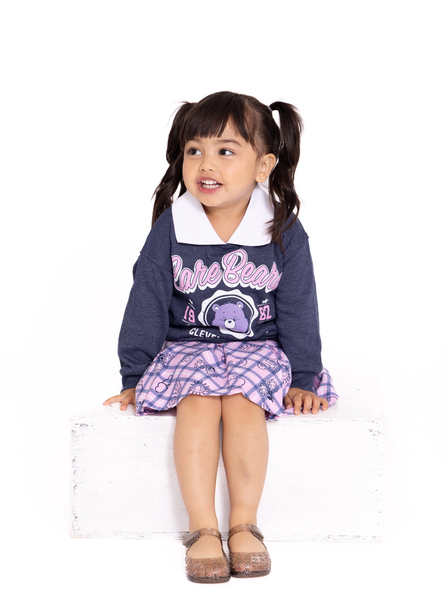 Care Bears Toddler Girls Varsity Sweatshirt and Pleated Skirt Set, 2-Piece, Sizes