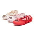 thumbnail image 4 of Sportteer Ballet Shoes 1 Pair Girls Ballet Shoes Soft Sequin Crown Pattern -skid Bottom Elastic Band Faux Silk Breathable Wear-resistant Toddler Big Elastic Dance Shoes, 4 of 9