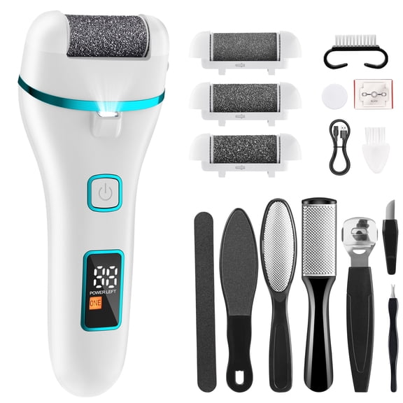 Electric Foot Callus Remover Tool, Rechargeable Callus Removers Kit Extra Thick, Heel, Hand, Skin for Gift White