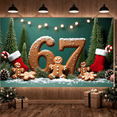 thumbnail image 5 of Lighted Numbers Christmas Banner Gingerbread Man 67th Display Christmas Tree Candy Cane Xmas Backdrop for Christmas Party 67th Birthday Celebration Holiday Gathering, 5 of 9
