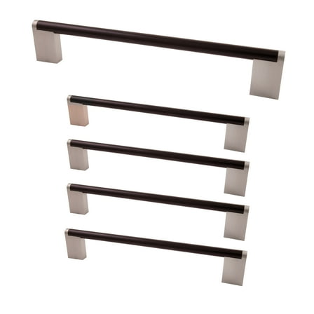 Design House 189498-BSN Stone Ridge Cabinet and Drawer Pull, 5-Inch Center to Center, Matte Black and Satin Nickel, 5-Pack