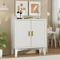 thumbnail image 7 of FANRAL 30" Wide Fluted Sideboard Buffet Cabinet with 2 Doors,Adjustable Shelves,X-Shaped Base Mid Century Modern Storage for Kitchen Living Room Dining Room,White Storage Cabinet, 7 of 7