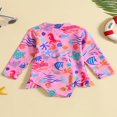 thumbnail image 3 of QJUHUNG Kid Baby Girls One Piece Swimsuit Long Sleeve Zipper Swimwear Ruffle Rashguard Bathing Suits Beachwear, 3 of 9