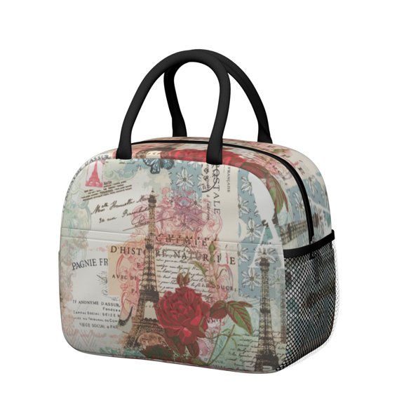 Cute Lunch Bag for Women Reusable Insulated Lunch Bags, Leakproof Cooler Food Lunch Tote Bag, Large Capacity Paris Theme Lunch Box for Work School Travel Picnic