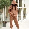 thumbnail image 6 of Baqcunre Women's Solid Color Hooded Sweater Suit Oversized Loose Matching Suit,Size S-XL,Sweat Set for Women,Two Piece Sets for Women,Winter Outfits for Women,Fall Outfits Women Trendy,Coffee, 6 of 7