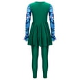 thumbnail image 4 of YUUMIN Modest Hijab Burkini for Girls Floral Long Sleeve Swimdress Top with Swim Leggings Upf 50+ Swim Cover Up Sets Dark Green 8, 4 of 5