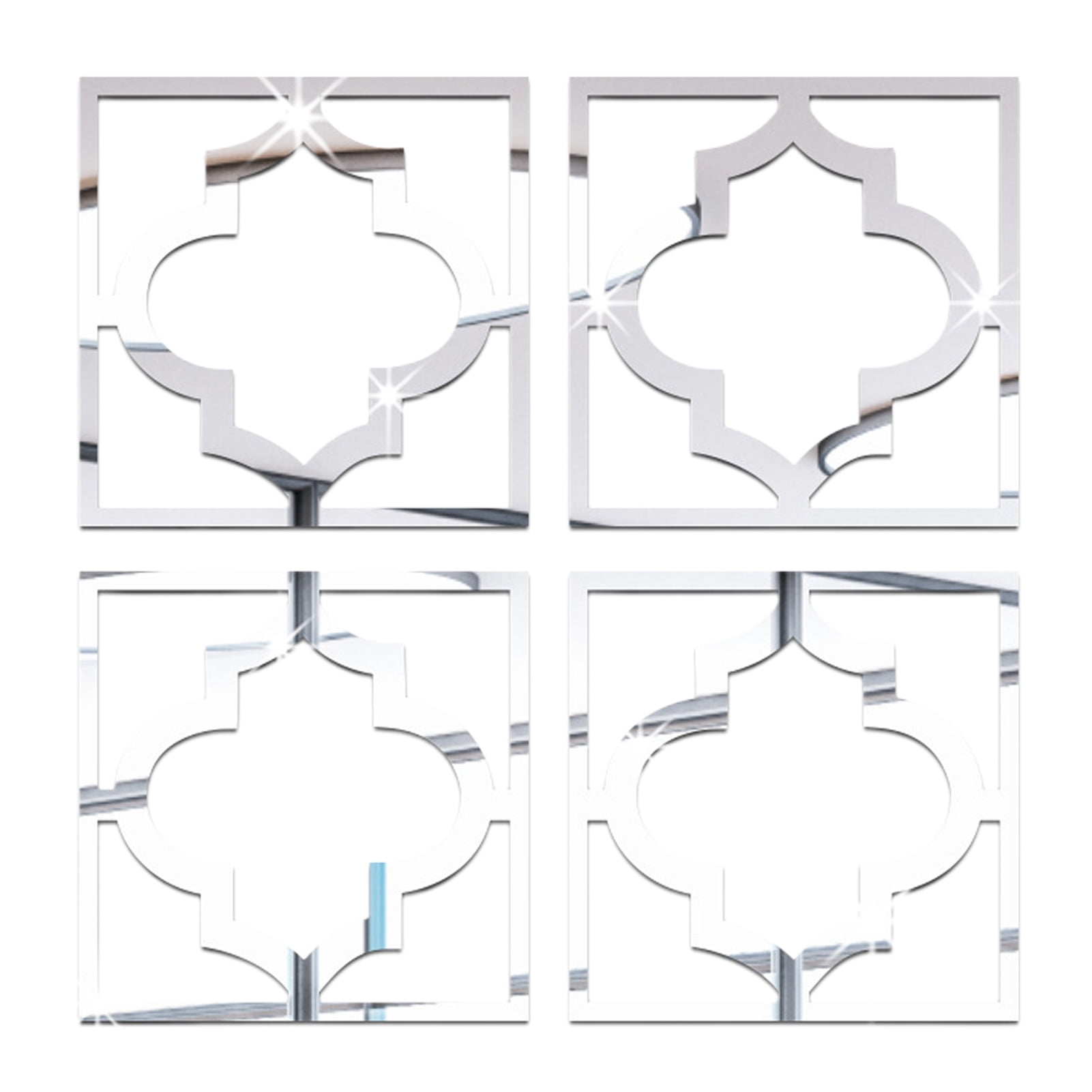 4Pcs Mirror Sticker DIY Selfadhesive Plastic Furniture Modification