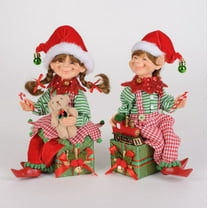Karen Didion 9.00In Christmas Presents Elf Set, Polyresin, Hand-Painted Faces Cc0928