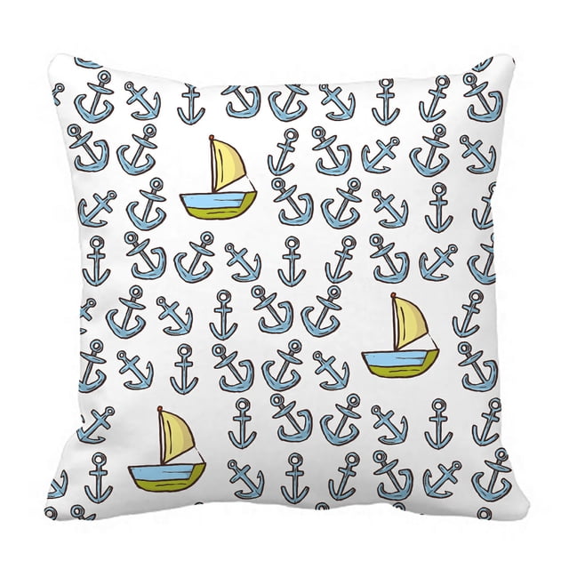 Funda de Almohada ABPHQTO Boats Anchor White Sketch 45x45 cm Protector de Almohada