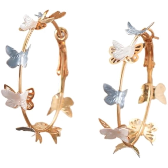 Butterfly Waltz Earrings, Butterfly Earrings, Butterflies Hoop Earrings for Women Trendy, Large Huggie Hoops Drop Earring Jewelry Dress Accessories Gifts